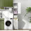 Armoire de salle de bain haute avec panier à linge, tour à linge autoportante, panier à linge amovible avec poignées, compartiment avec porte