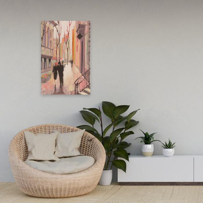 Art du village, promenade beige et noire, H 24 po x l 16 po