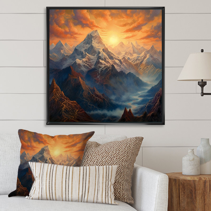 Mystical Glorious Mountain, 36" H x 36" W, Cadre flottant noir