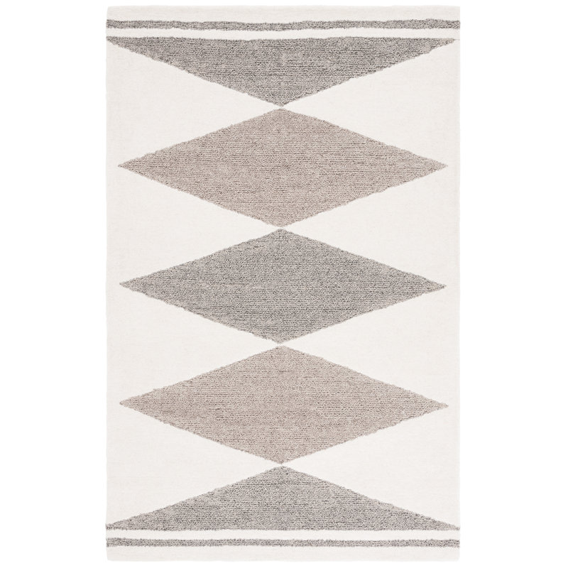 Tapis en laine / coton touffeté à la main Manhattan 477 ivoire / gris Manhattan, Rectangle 8 pi x 10 pi