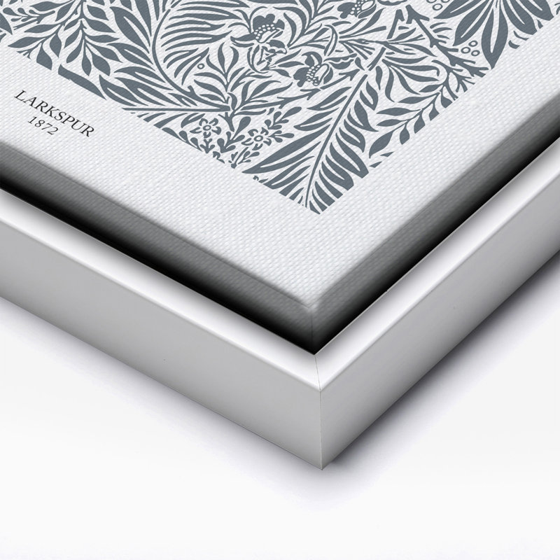William Morris - Larkspur No13, H 18 po x l 24 po, Canevas, Encadrement blanc