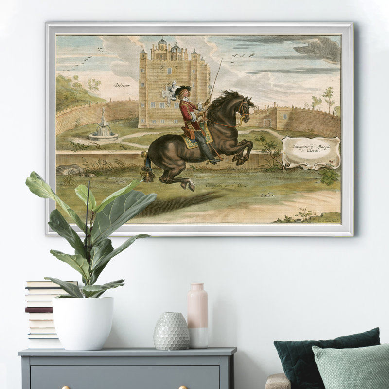 «English Horsemen I» - Cadre photo, impression sur toile, H 26,5 po x l 36,5 po x P 1,5 po, Argent