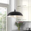 Luminaire suspendu moderne 1 lumière à dôme à finition noire