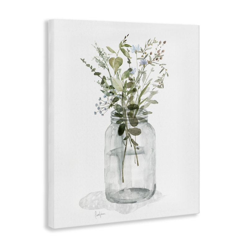 Art mural sur toile Wild Herbs in Jar, design par Livi Finn, H 20 po x l 16 po