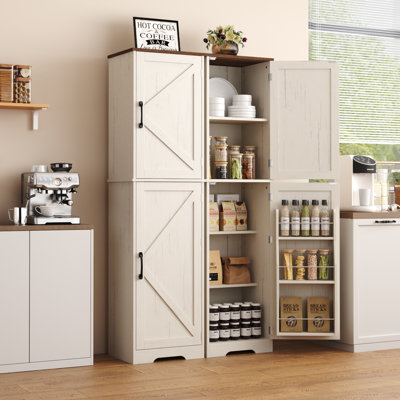 Ailleen 63.78'' Kitchen Pantry ,Narrow Tall Cabinet with 5 Storage Shelves and 3 Door Shelves