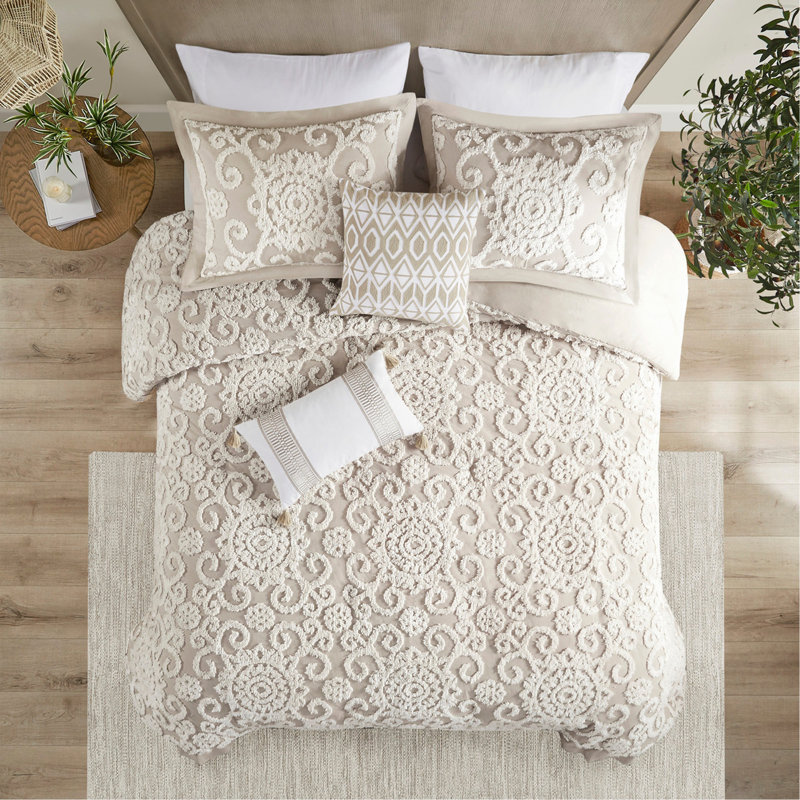 Ensemble de housse de couette en coton taupe, Housse de couette très grand et 2 taies