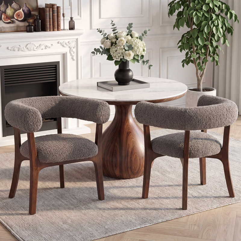 Chaise rembourrée avec accoudoirs et pieds en bois massif, Gray