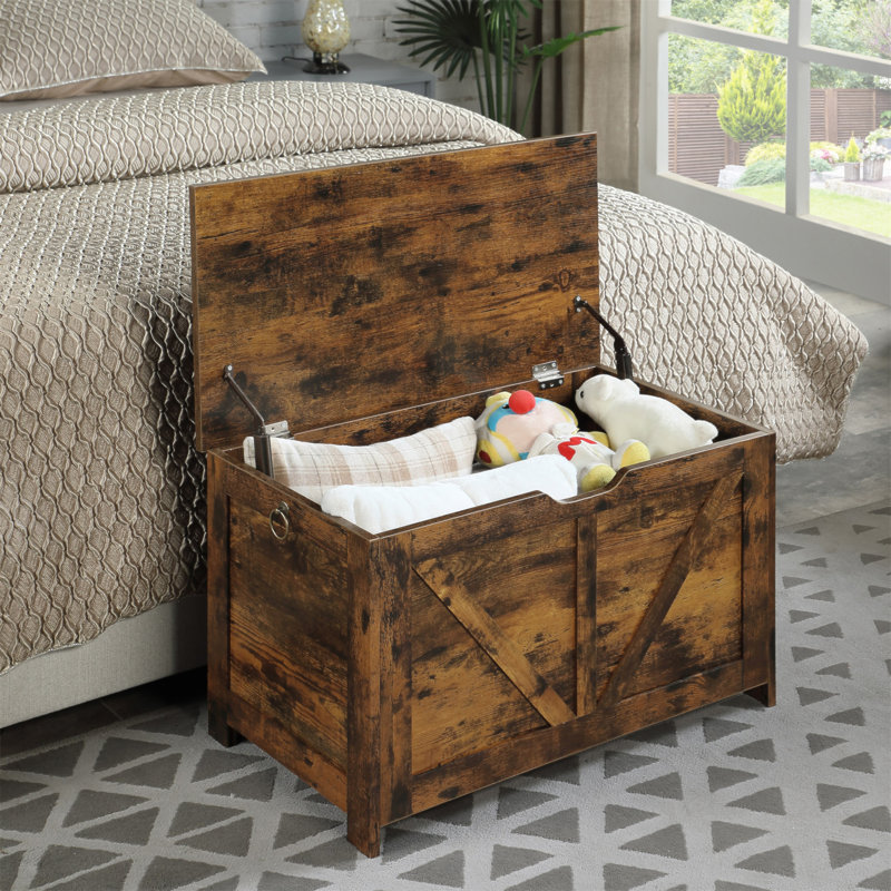 Coffre de rangement, banc de rangement, organisateur de coffre à jouets rétro, banc de rangement d'entrée avec 2 charnières, assemblage facile