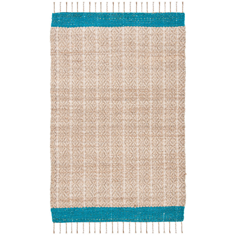 Abbie-J Hand Woven 0.8 Jute 0.2 Cotton Striped Rug, Rectangle 5' x 8'