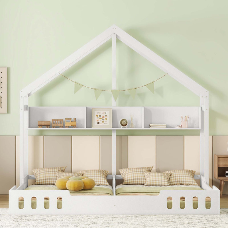 Lits plateforme Wood House, deux lits partagés