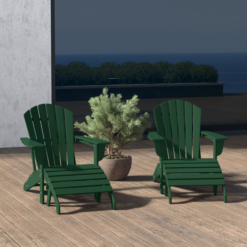 Chaise Adirondack en résine Altura avec repose-pieds, Vert foncé