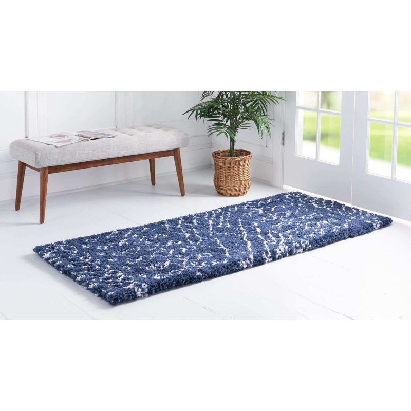 Tapis taupe / ivoire Pickering, Blue/Ivory, Tapis de couloir 2 pi 7 po x 10 pi