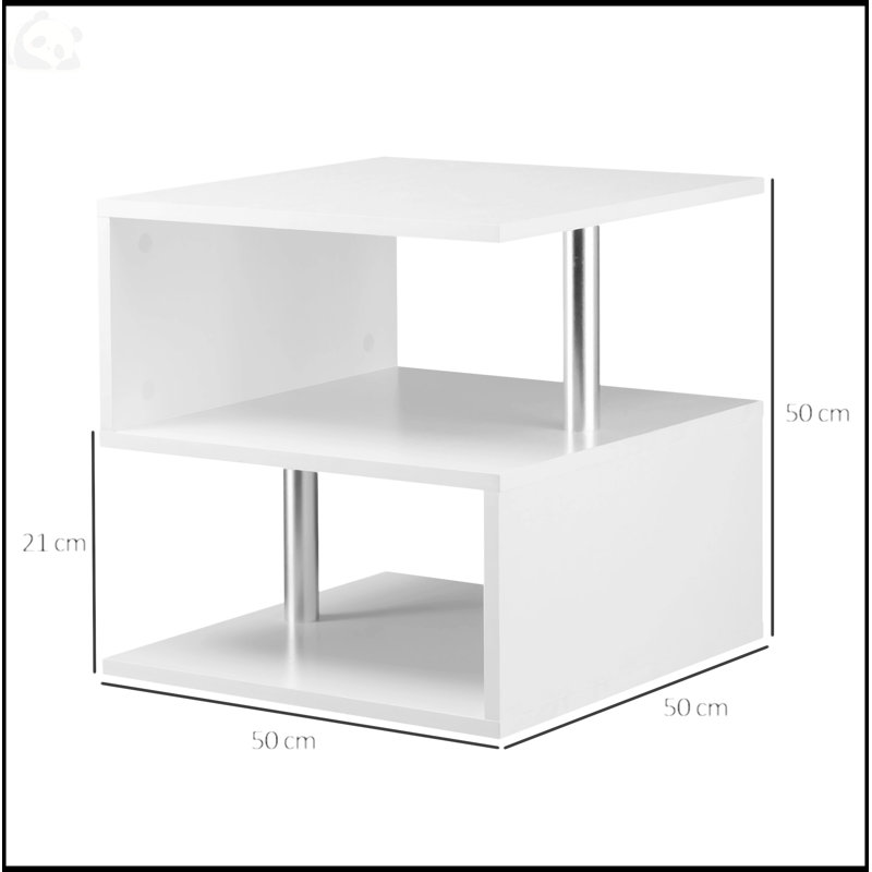 DFW Coffee Tables For Living Room Modern Coffee Table With S-Shaped 3 Tiers Open Storage Shelf Matte Center Sofa Tea Table For Home Office Furniture 19.70" Tall