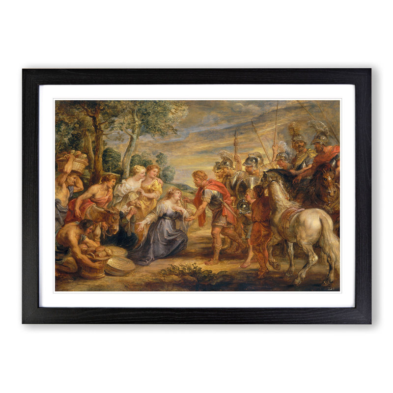 The Meeting of David and Abigail by Peter Paul Rubens - Picture Frame Painting, 36cm H x 48cm W x 2cm D, Black Framed