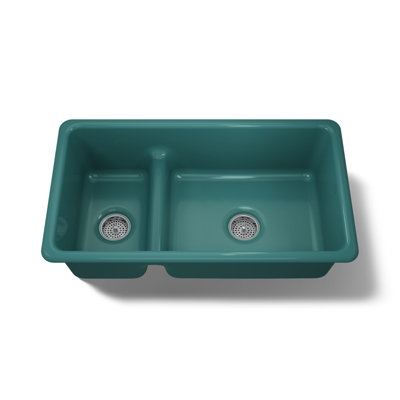 Iron Tones 33" L x 18.75" W Large/Medium Double-Bowl Kitchen Sink