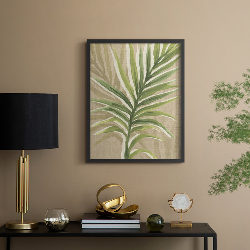 Impression sur toile de jute Palm Frond I - bois massif, Noir, noir, noir, noir, H 11 po x l 9 po