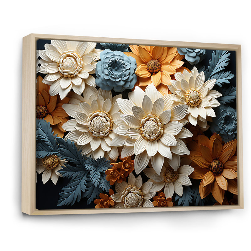«Colorful Daisy Blossom Bliss» sur impression sur toile, Cadre flottant brun, H 24 po x l 32 po x P 1 po
