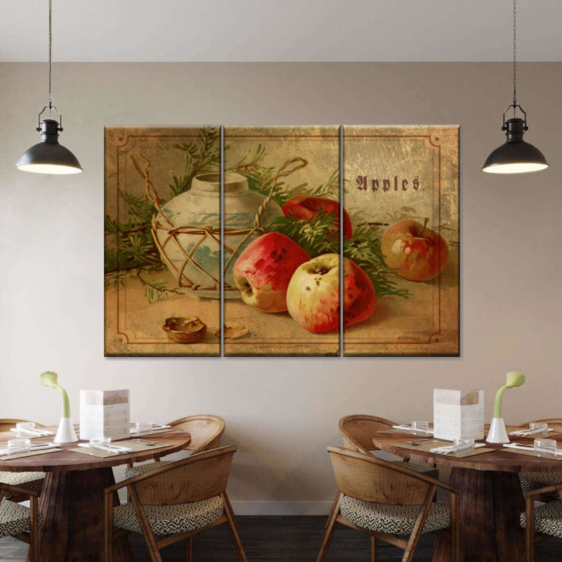 Ensemble de 3 pommes délicieuses sur toile, H 36 po x l 57 po x P 1,25 po