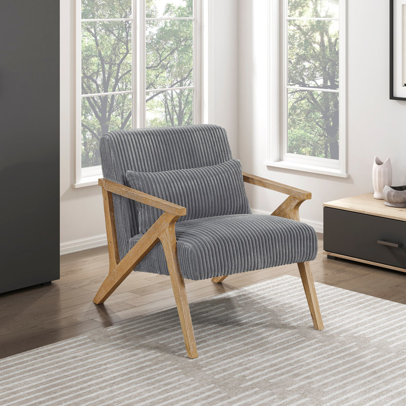 Chaise d'appoint rembourrée avec coussin, Gris