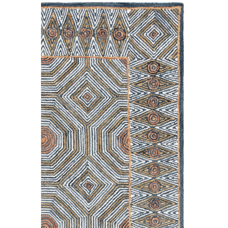 Micro-Loop 638 Hand Tufted Wool; Cotton With Latex Geometric Rug, Runner 2'3" x 9'