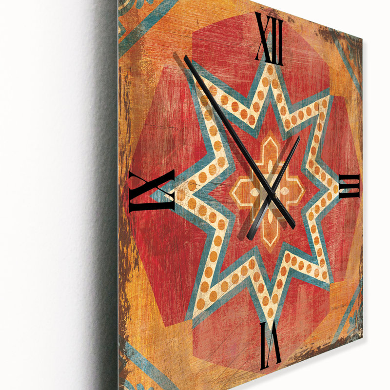 Carreaux marocains orange, collage I - horloge murale bohémienne, Grand