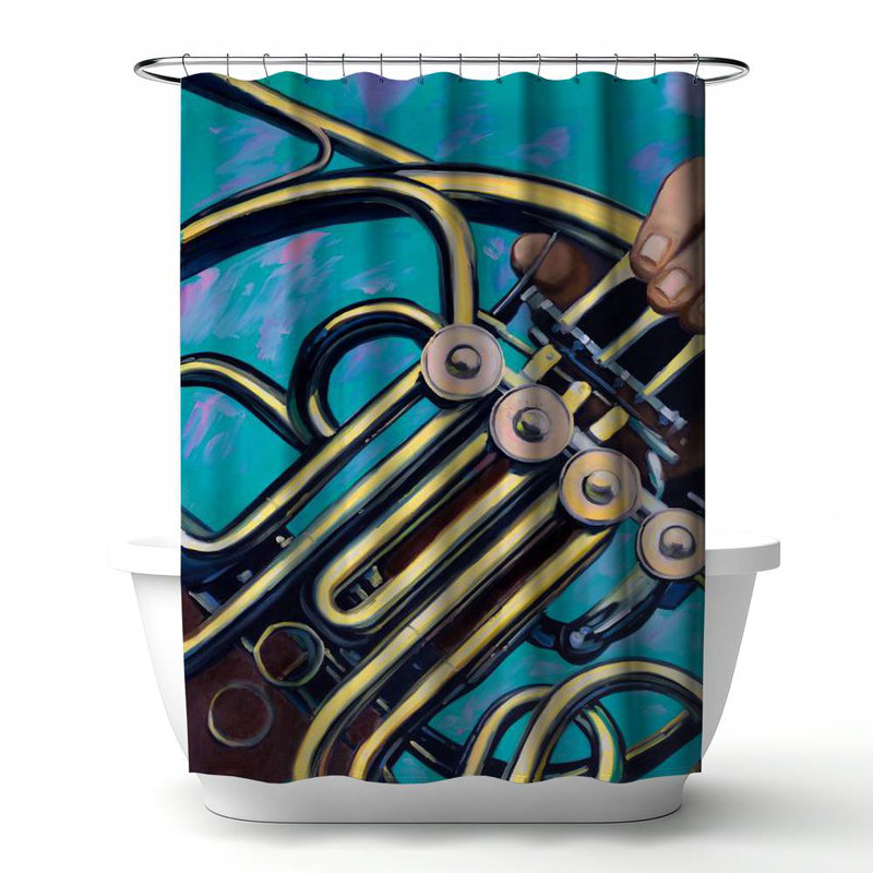 Shower Curtain MU36 – Polyester Shower Curtain, Dye Sublimation Print, 71" W × 74" L, Multiclolor