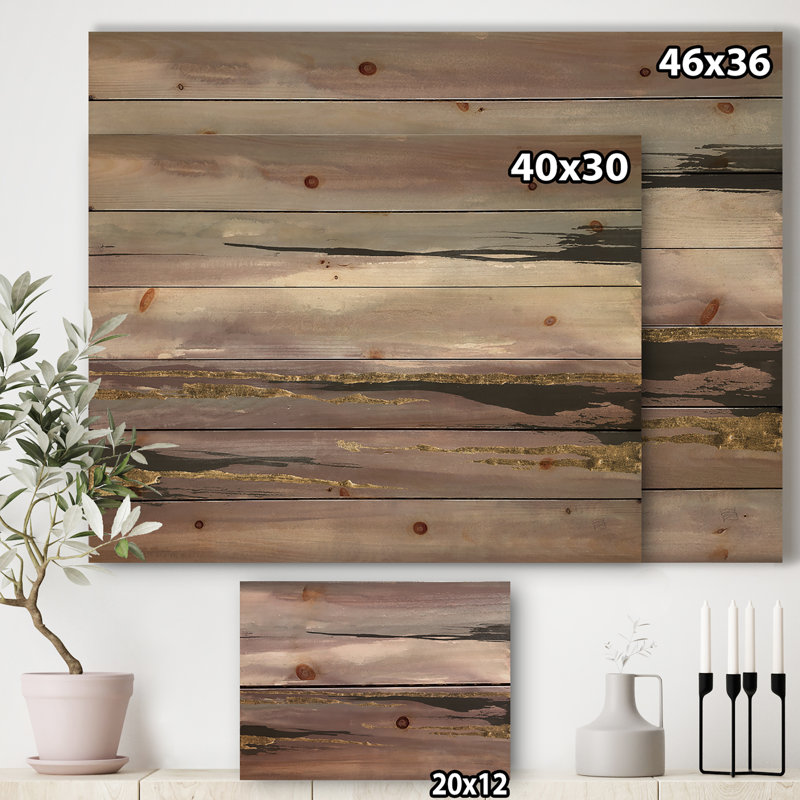 Tempête mauve glamour III - impression glamour et élégante sur bois de pin naturel, H 30 po x l 40 po x P 1,5 po