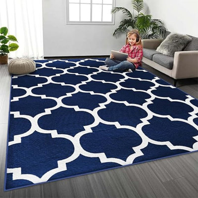 Rectangle 120 cm x 170 cm Trellis Flatweave Area Rug