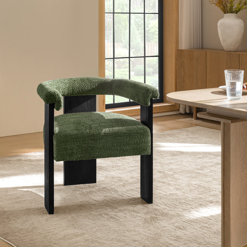 Weisberg 24''W Modern Boucle Dining Chair with Solid Wood Legs, Forest