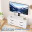 Meuble télé avec support pour téléviseur de 32 à 75 po, console média moderne avec 4 grands tiroirs, commode blanche avec rangement pour le salon et la chambre à coucher