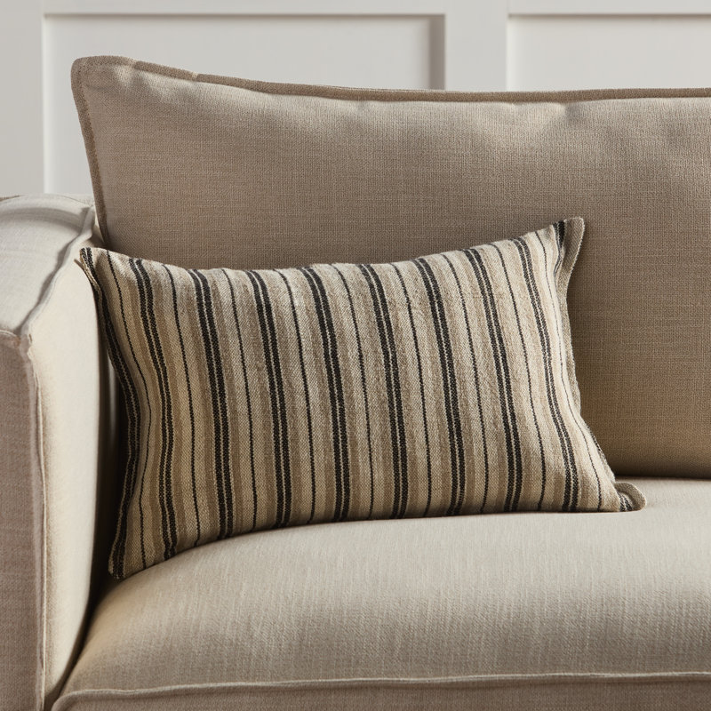Housse et insert de coussin rectangulaire 100% lin Regent, Brun foncé, Bas