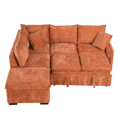 82.67"Convertible Sofa Bed Sectional Sofa Sleeper L-Shaped Sofa With A Storage Ottoman