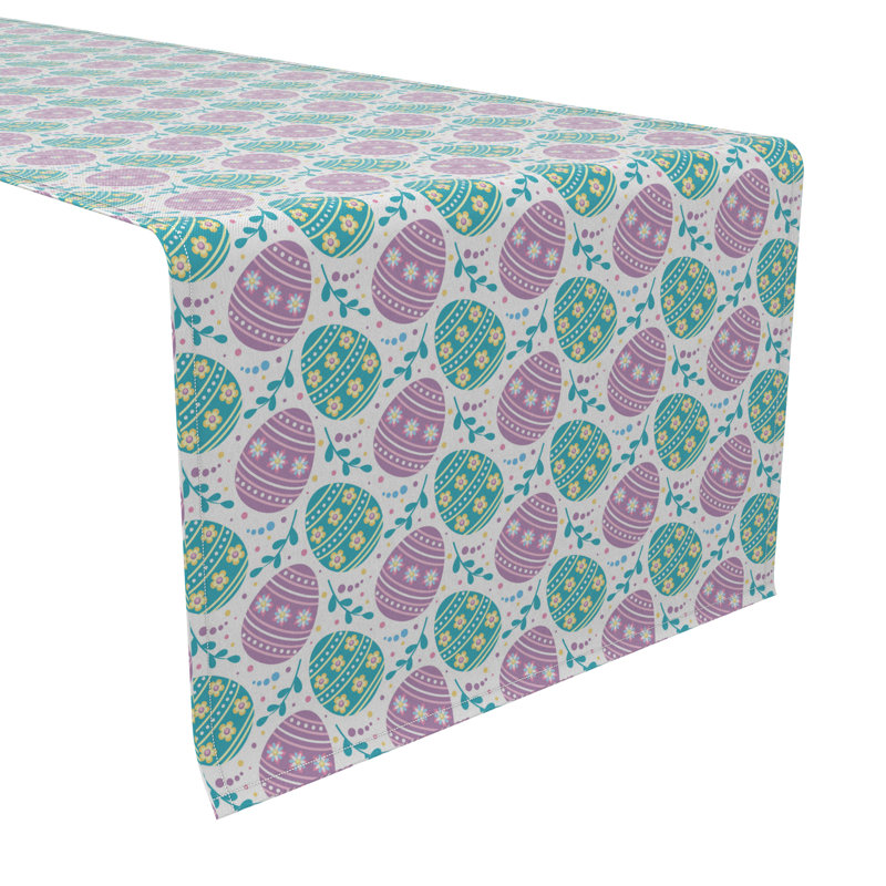 Geovonie Rectangular Easter Cotton Twill Table Runner, 90" Rectangle