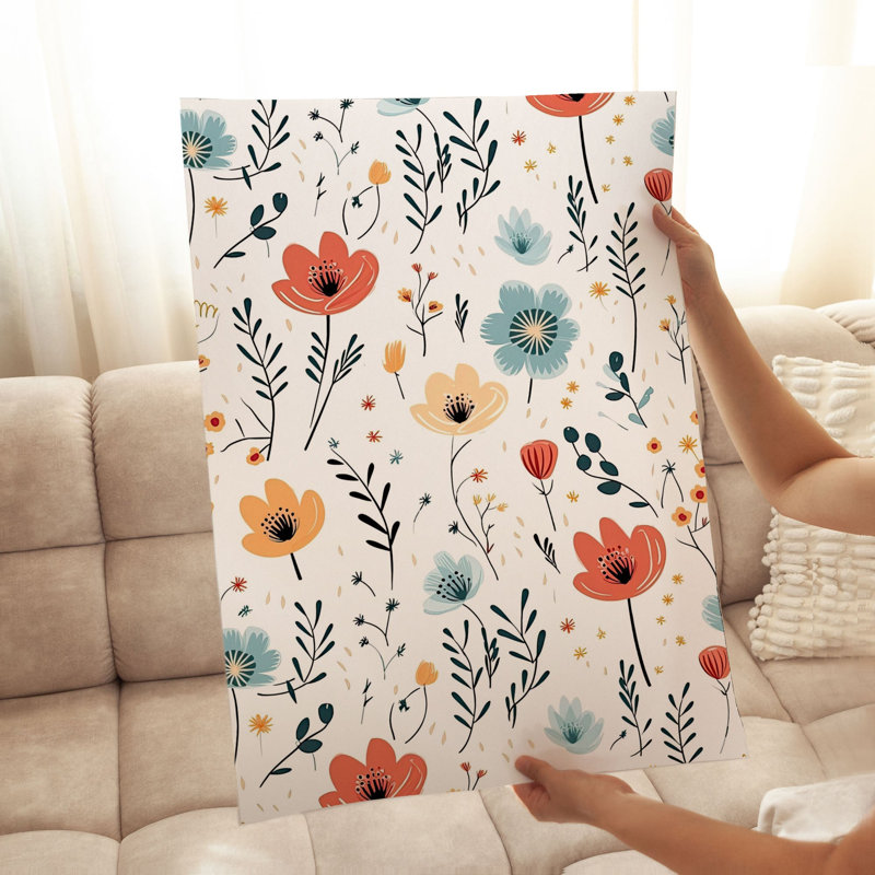Impression florale scandinave sans cadre, H 30 po x l 20 po