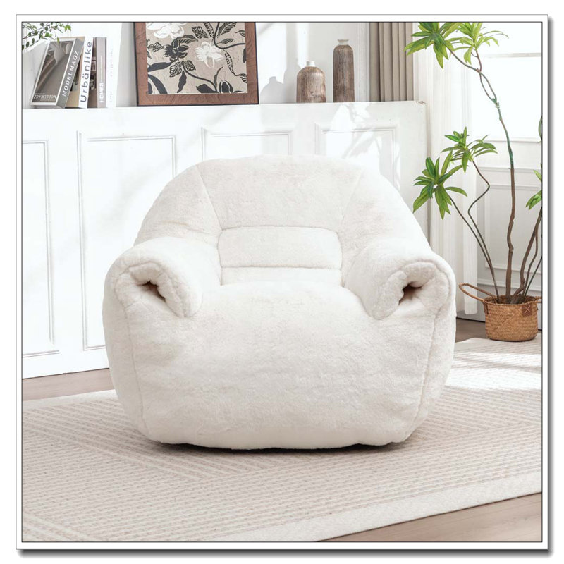 Fauteuil à billes en fausse fourrure, Blanc