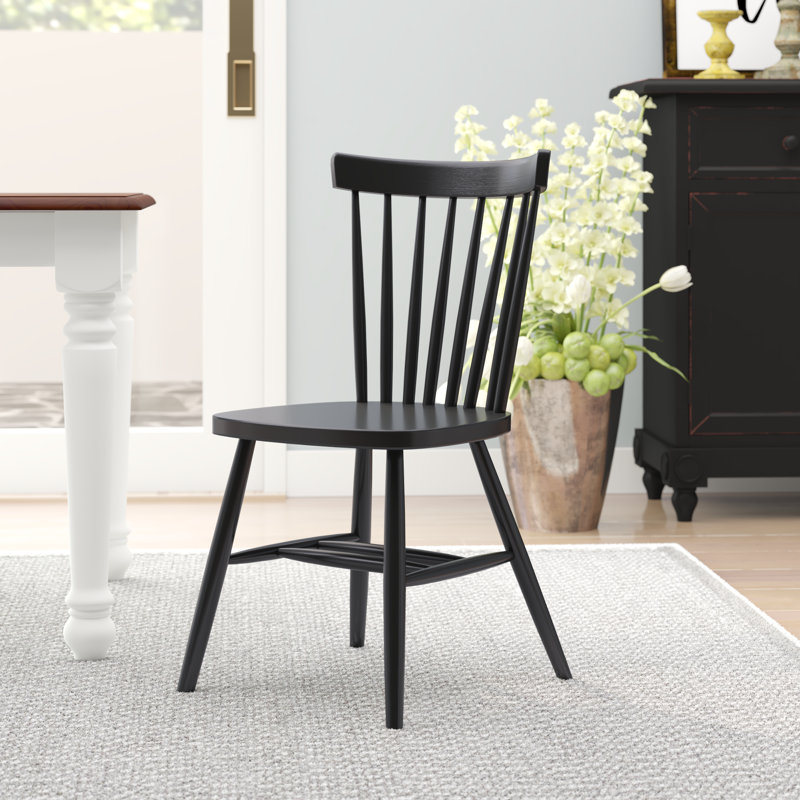 Delean Spindle Back Solid Wood Side Chair, Black