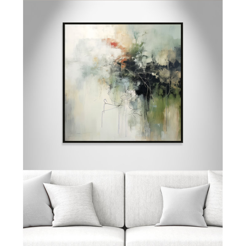 «Green Abstraction I Print» par Irena Orlov, Toile avec cadre, 37.5'' W x 37.5'' H, Espresso Floater