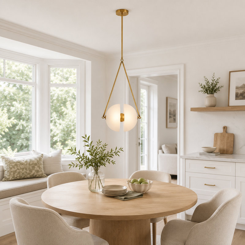 1 - Light Modern Brass Triangular Frame Integrated LED Globe Pendant Light