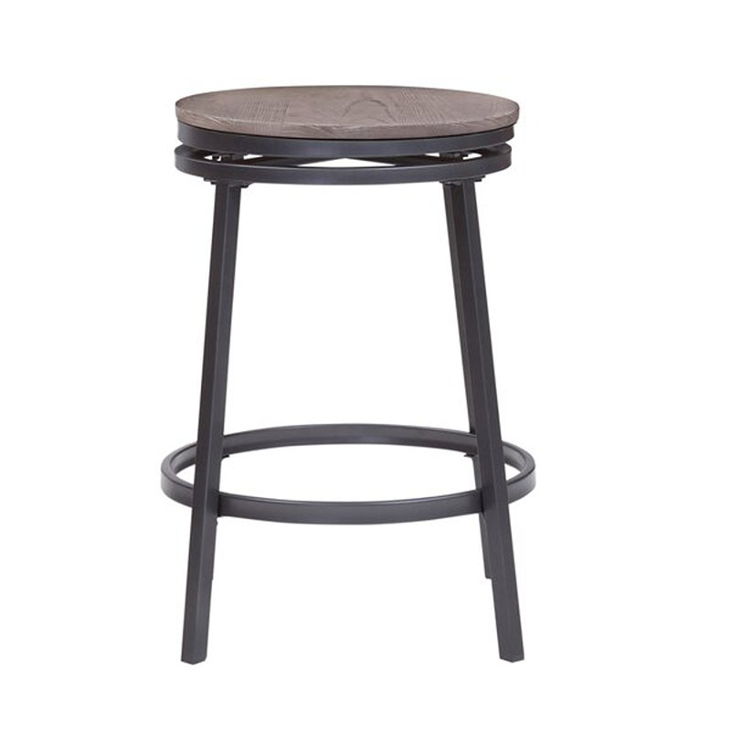 Deanna Backless Metal Swivel Stool, Counter Stool (25" Seat Height), Dark Driftwood