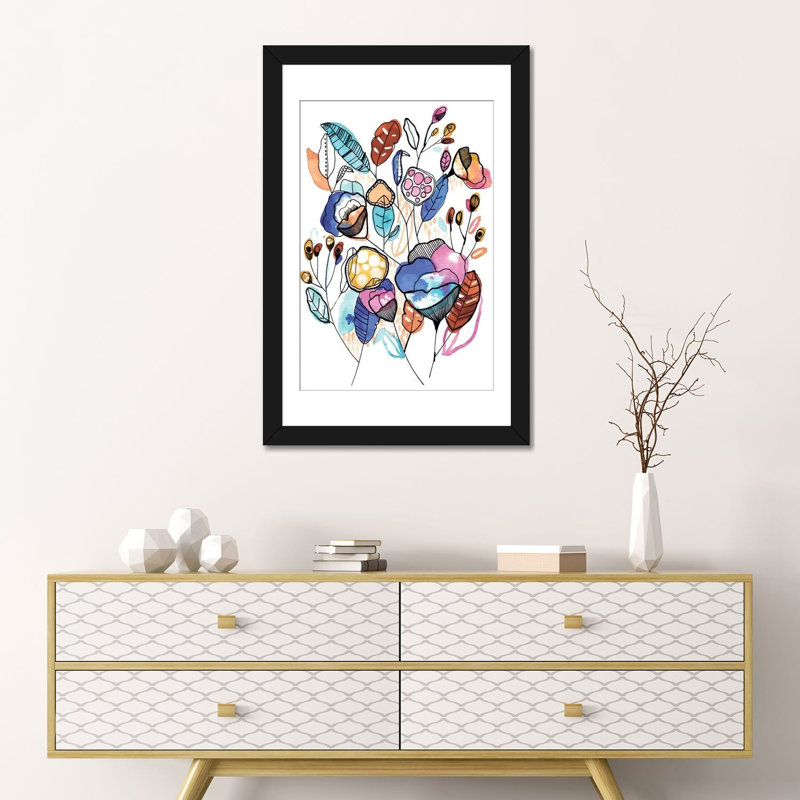 « bouquet », impression sur toile, Papier d'art encadré noir, Blanc, H 32 po x l 24 po x P 1 po
