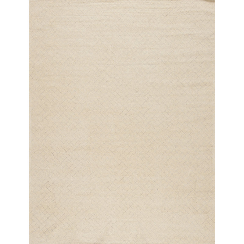 Bella Wool Abstract Area Rug in White, Rectangle 10" x 14"