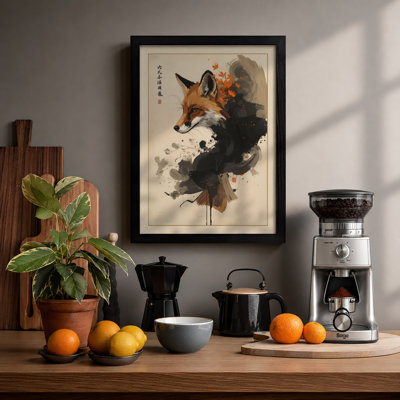 Fox in Ink Japandi - Framed Print