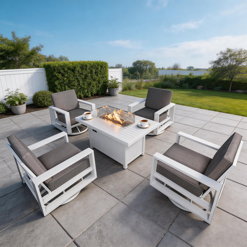 Makenli 4 - Person Patio Dining Set with , Cushions Included, 25.2" H x 55.11" L x 33.46" W