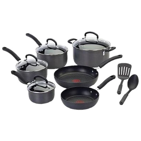 T-fal Cook & Strain Non-Stick 14-Piece Cookware Set, Recycled Aluminum Body,  Blue 