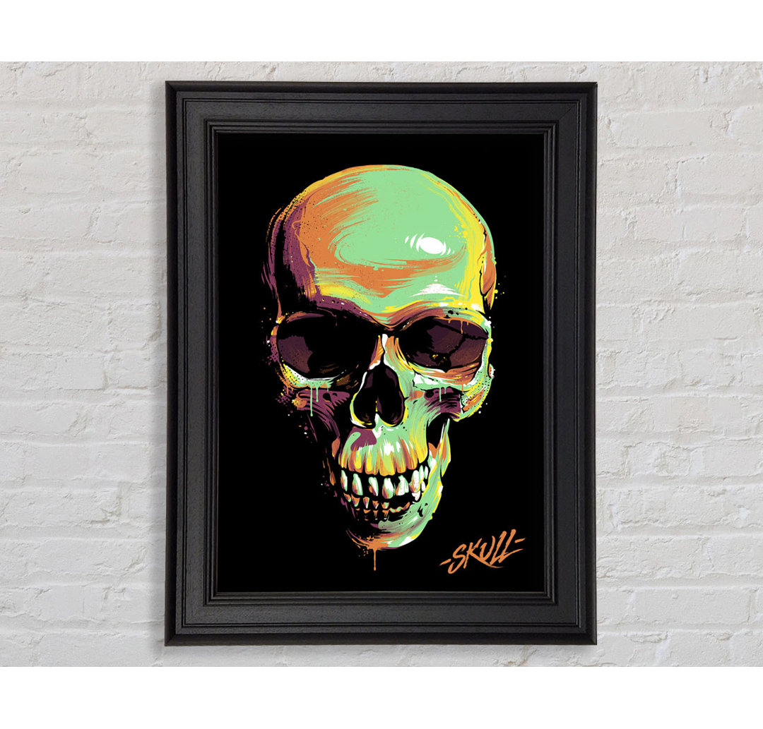 Pop Art Totenkopf Gerahmter Druck