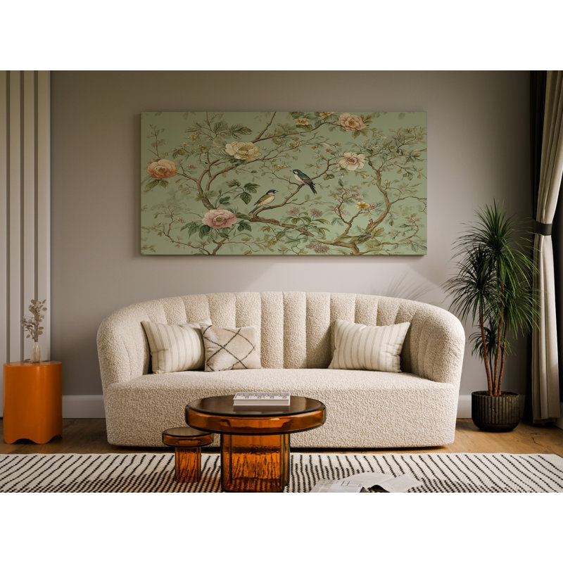 Chinoiserie Floral Ready-to-Hang Canvas Wall Art, 16" H x 32" W x 1.5" D