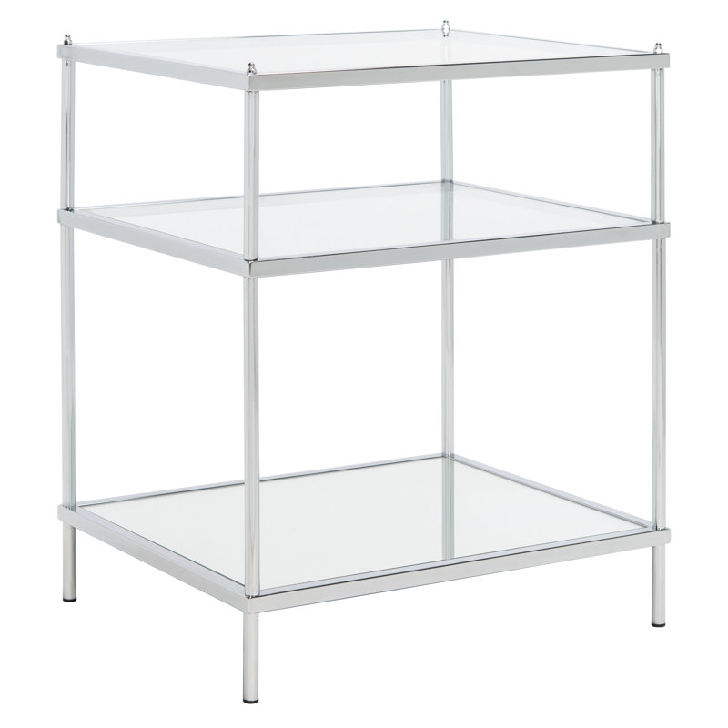Glass Top End Table, Chrome