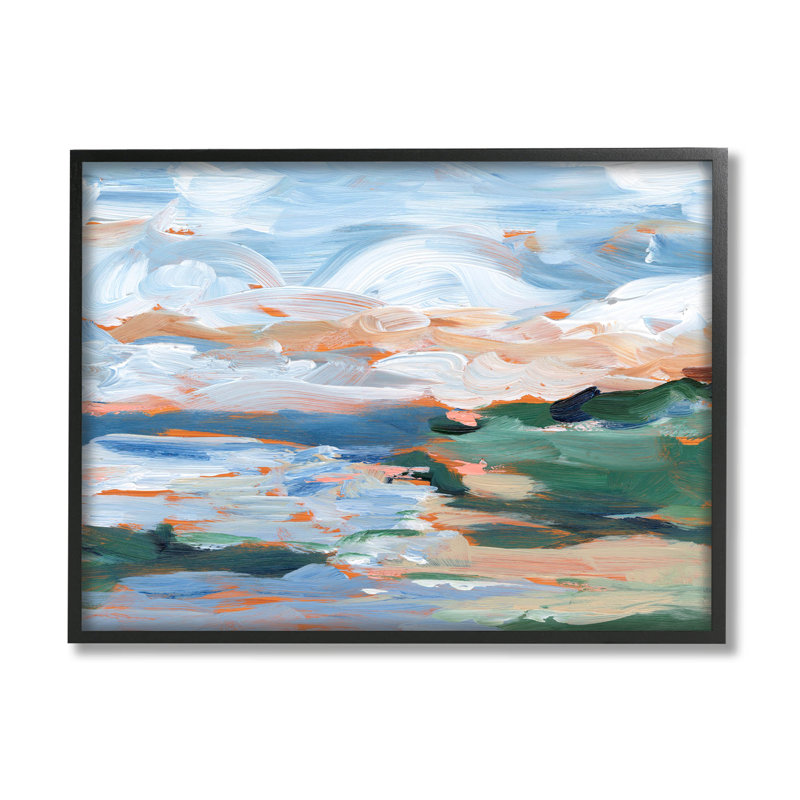 Scène de paysage marin moderne, estampe numérique par Ethan Harper, Giclée encadrée noir minuit, H 11 po x l 14 po x P 1,5 po