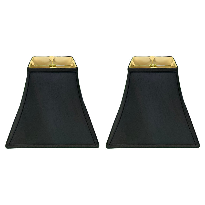 Royal Designs, Inc. BSO-715-14BLK / GL-2 Abat-jour de base carré Bell, 7 x 14 x 11,5, noir avec or, paquet de 2, Noir