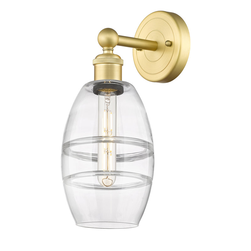 Applique murale en acier Bettylou, H 10,38 po x l 5,88 po x P 7,44 po, Transparent, Or satiné